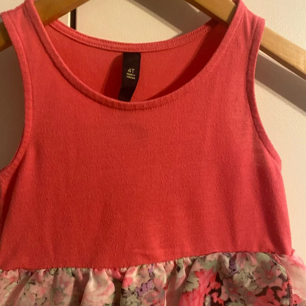 Jessica Simpson girls ruffle‎ dress sz 4T coral and floral